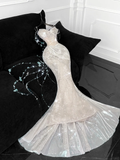 Gorgeous Sparkling Champagne Sequin Sweetheart Mermaid Elegant Chiffon Evening Dress Prom Dresses HZ0319