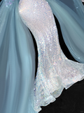 Vintage Shiny Sequined Sweetheart Spaghetti Strap Design Mermaid Prom Dress Evening Dress HZ0319