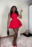 Sexy Red Sleeveless A-Line Short Party Dresses Homecoming Dresses, HZ0319