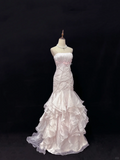 Light Pink Strapless Mermaid Chiffon Vintage Party Dresses Birthday Outfits, HZ0319