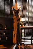 Elegant Spaghetti Straps Sheath Lace Beading Vintage Long Evening Party Dress, HZ0319