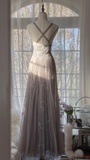 Vintage Light Purple Applique Design Romantic Chiffon Evening Dress Prom Dress HZ0319