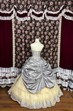 Retro Silvery Strapless Sequin A-Line Satin Quinceanera Dresses Sweet 16 Birthday Ball Gowns, HZ0319