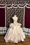 Light Pink Sweetheart A-Line Satin Princess Evening Gowns Birthday Ball Gowns, HZ0319