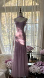 Lilac Spaghetti Straps Mermaid Beading Long Evening Dress Vintage Party Dress, HZ0319