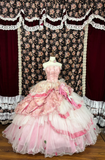 Retro Pink Strapless A-Line Tulle Quinceanera Dresses Evening Ball Gowns, HZ0319