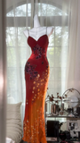 Vintage Beaded Sparkling Long Chiffon Spaghetti Strap Luxury Evening Dress Prom Dresses HZ0319