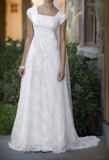 Retro Elegant Square Neck A-Line Lace Long Vintage Wedding Dress Bridal Dress, HZ0319