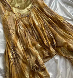 Vintage Golden Sweetheart Applique A-line Spaghetti Strap Evening Dress Prom Dresses, HZ0319