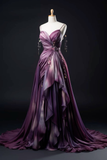 Purple Spaghetti Straps A-Line Long Prom Dress Ombre Evening Party Dress, HZ0319
