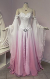 Elegant Ombre Off Shoulder A-Line Chiffon Long Party Dress Vintage Prom Dress, HZ0319