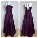 Dark Purple Halter Neck A-Line Long Forml Prom Dress Vintage Party Dress, HZ0319