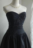 Vintage Black Sweetheart Beading Design A-line Strapless Party Dresses Homecoming Dresses, HZ0319