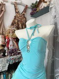 Retro Blue Sweetheart Ruffle Design A-line Chiffon Party Dress Homecoming Dress HZ0319