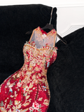 Gorgeous Sparkling Beaded Sequin Mermaid Design Exquisite Embroidery Evening Dress Prom Dresses HZ0319