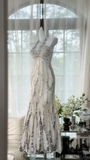 Vintage White Beaded Sparkling Long Chiffon Spaghetti Strap Romantic Ball Gown Evening Dress Prom Dresses HZ0319