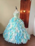 New Arrival Prom Dress Strapless Tulle Tiered Evening Dress Quinceanera Dress Ball Gown HZ0319