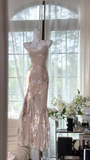 Elegant Mermaid Long Chiffon Spaghetti Strap Luxury Evening Dress Prom Dresses HZ0319