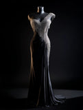 Gorgeous Satin Prom Dress One Shoulder Beading Mermaid Formal Dresses Gala Gown Evening Dress HZ0319
