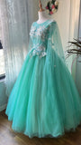 Elegant Ball Gown Crew Neck Tulle Prom Dresses Evening Gala Gown Birthday Party Dress HZ0319