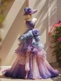 2026 Prom Dress One Shoulder Pleated Ruffle Gala Gown Birthday Party Outfits Evening Dress HZ0319