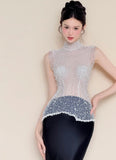 Elegant Prom Dress High Collar Beading Gala Dress Evening Gown Cocktail Party Outfits HZ0319
