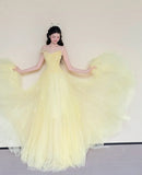 Charming Prom Dress Strapless Pleated Tulle Gala Dress Evening Gown Cocktail Party Outfits HZ0319