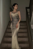 Sparkling Prom Dress Crew Neck Beading Gala Evening Gown Dress Cocktail Outfits HZ0319