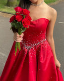 Stunning Prom Dress Sweetheart Formal Outfits Beading Red Evening Gown Gala Dress HZ0319