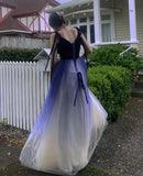 Ombre Prom Dress Spaghetti Straps Tulle Birthday Party Outfits Evening Gown Gala Dress HZ0319