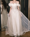 Elegant Prom Dress Off Shoulder Pleated Tulle Gala Gown Party Outfits Evening Dress HZ0319