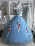 Stunning Ball Gown Off Shoulder Pleated Tulle Evening Gala Gown Prom Dresses Sweet 16th Dress HZ0319