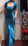 Elegant Prom Dress Satin Spaghetti Straps Cocktail Outfits Evening Dress Gala Gown HZ0319