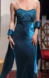 Elegant Prom Dress Satin Spaghetti Straps Cocktail Outfits Evening Dress Gala Gown HZ0319