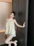 Simple Fashion Beige Beading Design A-line Party Dress Homecoming Dress, HZ0319
