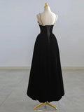 Retro Burgundy Beaded Spaghetti Strap Design A-line Velvet Party Dress Homecoming Dress HZ0319