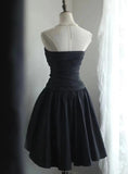 Vintage Black Sweetheart Beading Design A-line Strapless Party Dresses Homecoming Dresses, HZ0319