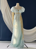 Elegant Imperial Prom Dress Square Neck Print Gala Gown Evening Dress Party Outfits HZ0319
