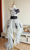 90s Retro Prom Dress Strapless Pleated Tulle Homecoming Dress Evening Dress Birthday Party Outfits HZ0319