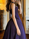 Elegant Prom Dress Dark Purple Straps Pleated Formal Gala Gown Evening Dress Graduation Outfits HZ0319