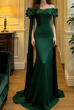 Minimalist Prom Dress Dark Green Off Shoulder Mermaid Gala Gown Evening Dress Formal Outfits HZ0319