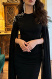 Elegant Prom Dress Black Crew Neck Mermaid Gala Gown Evening Dress Formal Outfits HZ0319