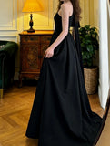 Elegant Prom Dress Black A Line One Shoulder Gala Gown Formal Evening Dress Graduation Outfits HZ0319