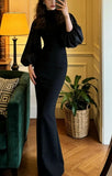 Elegant Prom Dress Black High Collar Sheath Gala Gown Evening Dress Formal Outfits HZ0319