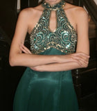 Gorgeous Prom Dress Dark Green A Line Halter Gala Gown Fomal Evening Dress Graduation Dress HZ0319