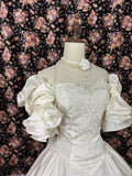 Retro Beige Off-the-shoulder A-Line Satin Quinceanera Dresses Evening Ball Gowns, HZ0319