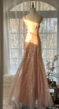 Vintage Champagne Sparkling Sequin Design Romantic Chiffon Evening Dress Prom Dress HZ0319