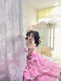 Pink Strapless A-Line Ruffles Layered Quinceanera Dress Lovely Birthday Ball Gown, HZ0319