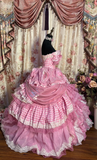 Pink Strapless A-Line Ruffles Layered Quinceanera Dress Lovely Birthday Ball Gown, HZ0319