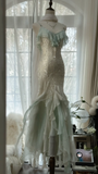 Elegant Mermaid Sparkling Beaded Spaghetti Strap Romantic Chiffon Evening Dress Prom Dresses HZ0319